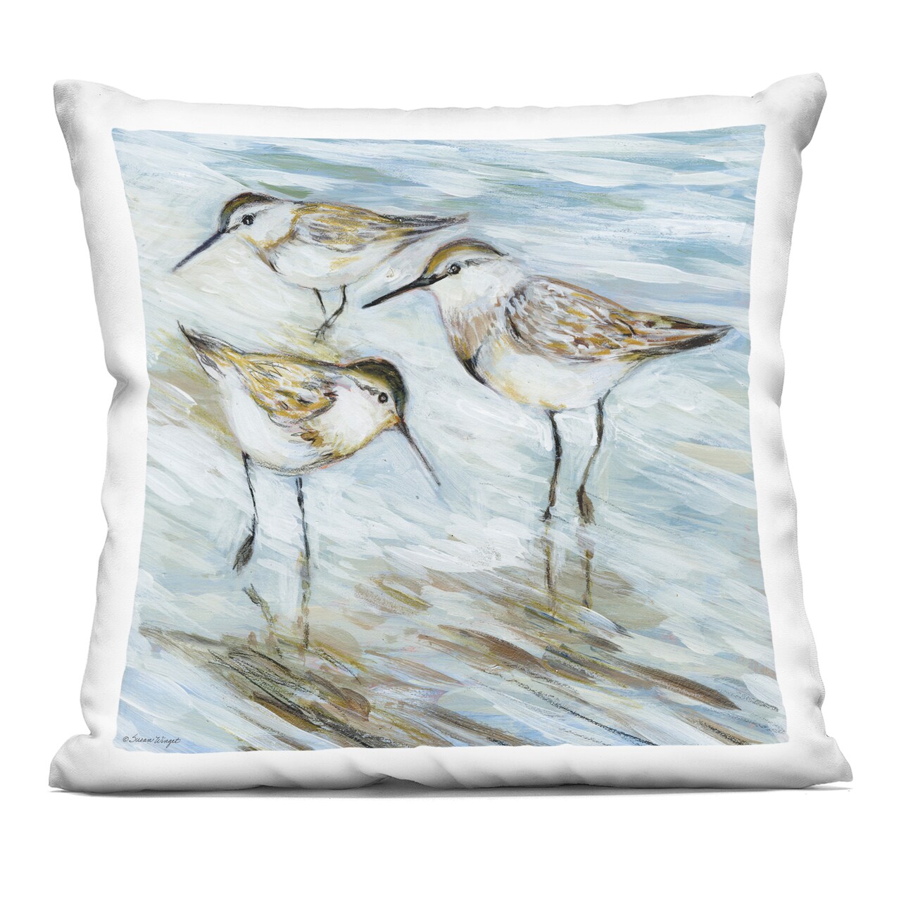 Stupell Industries Wetlands Sandpiper Trio Decorative Printed Throw Pillow, design by Susan Winget, 18 x 7 x 18
